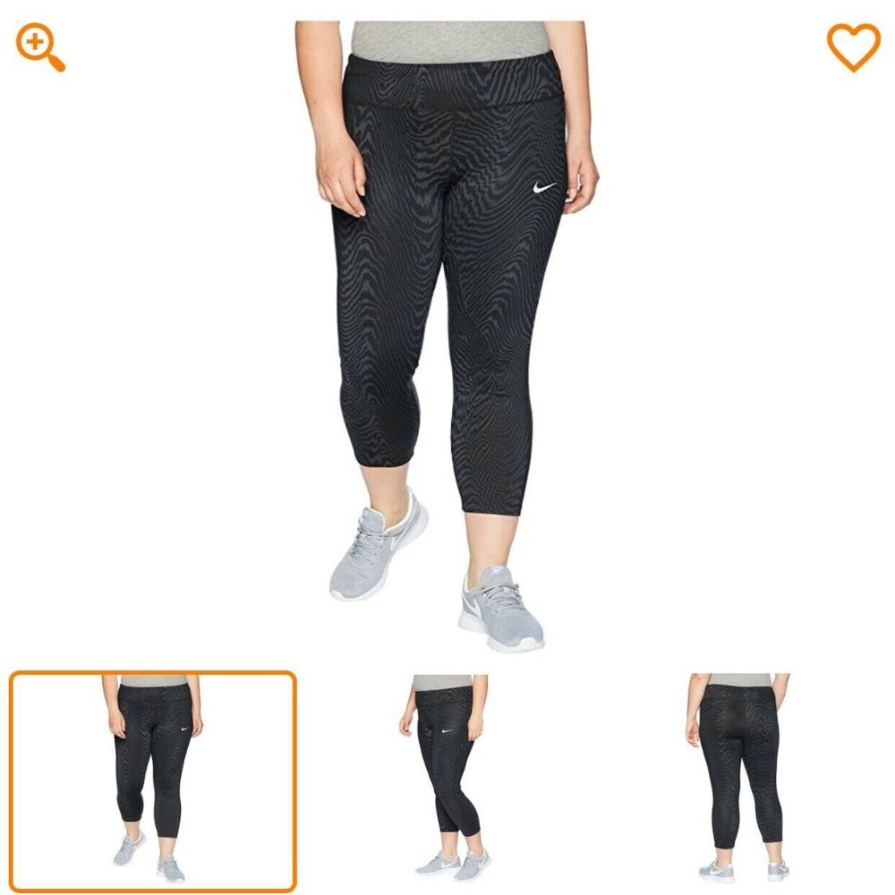 NWT Nike Womens Plus Size 2X Essential Running Training Tights 922797 Black Grey